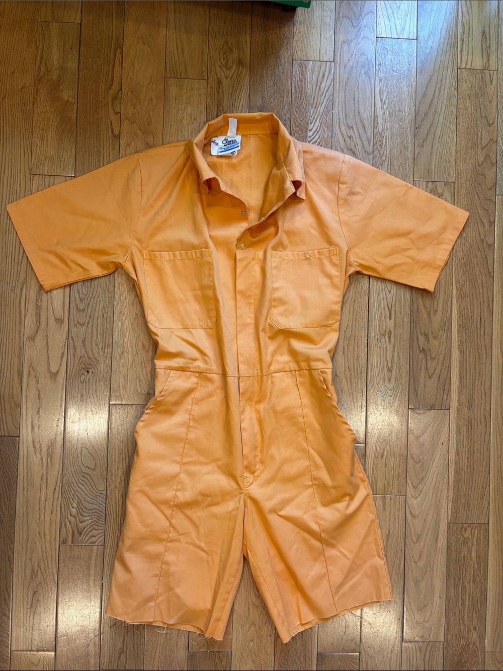 Orange Short-Sleeve Work Romper